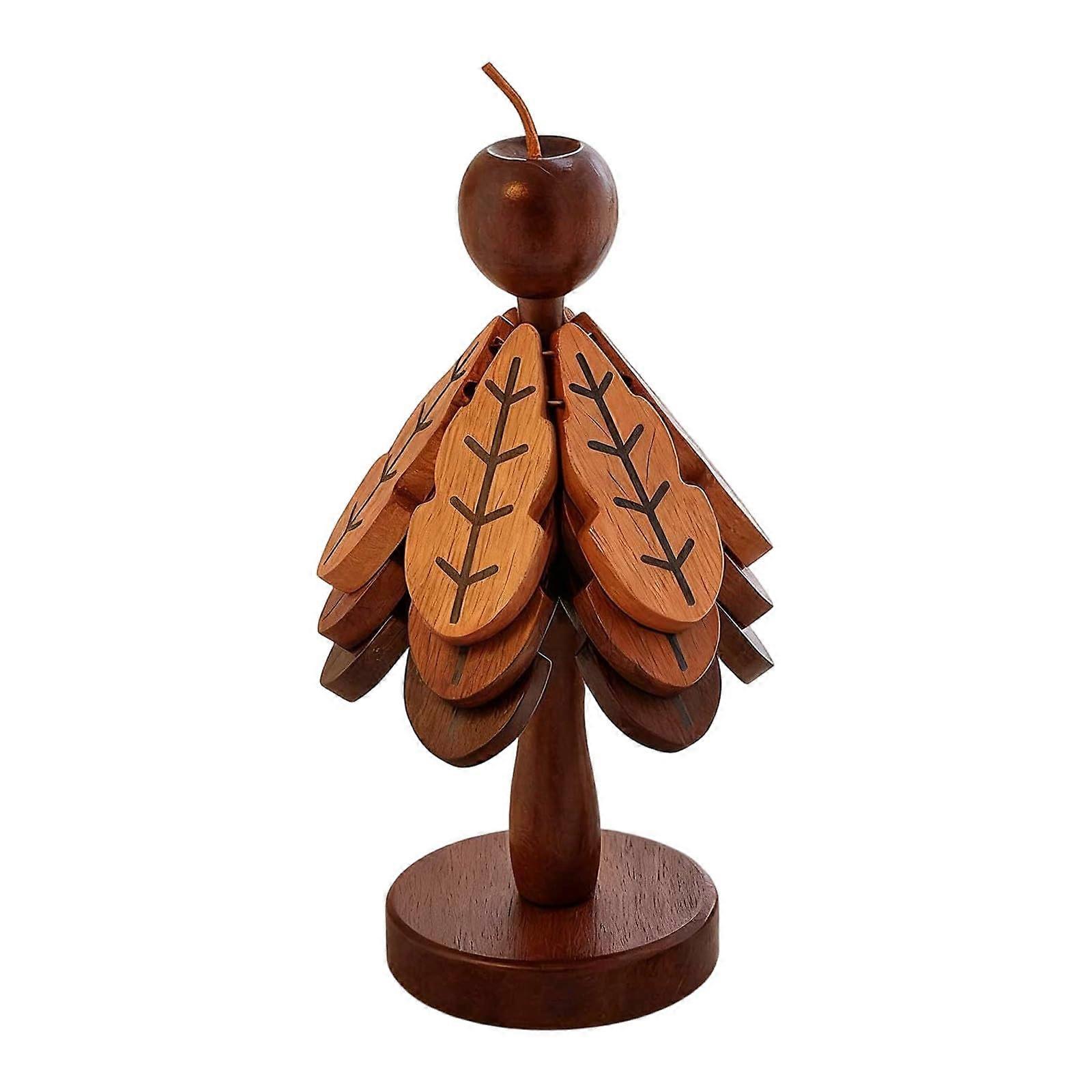 Christmas Tree Trivet Set Walnut 8Inch HeatResistant Foldable Holiday Kitchen Table Protector