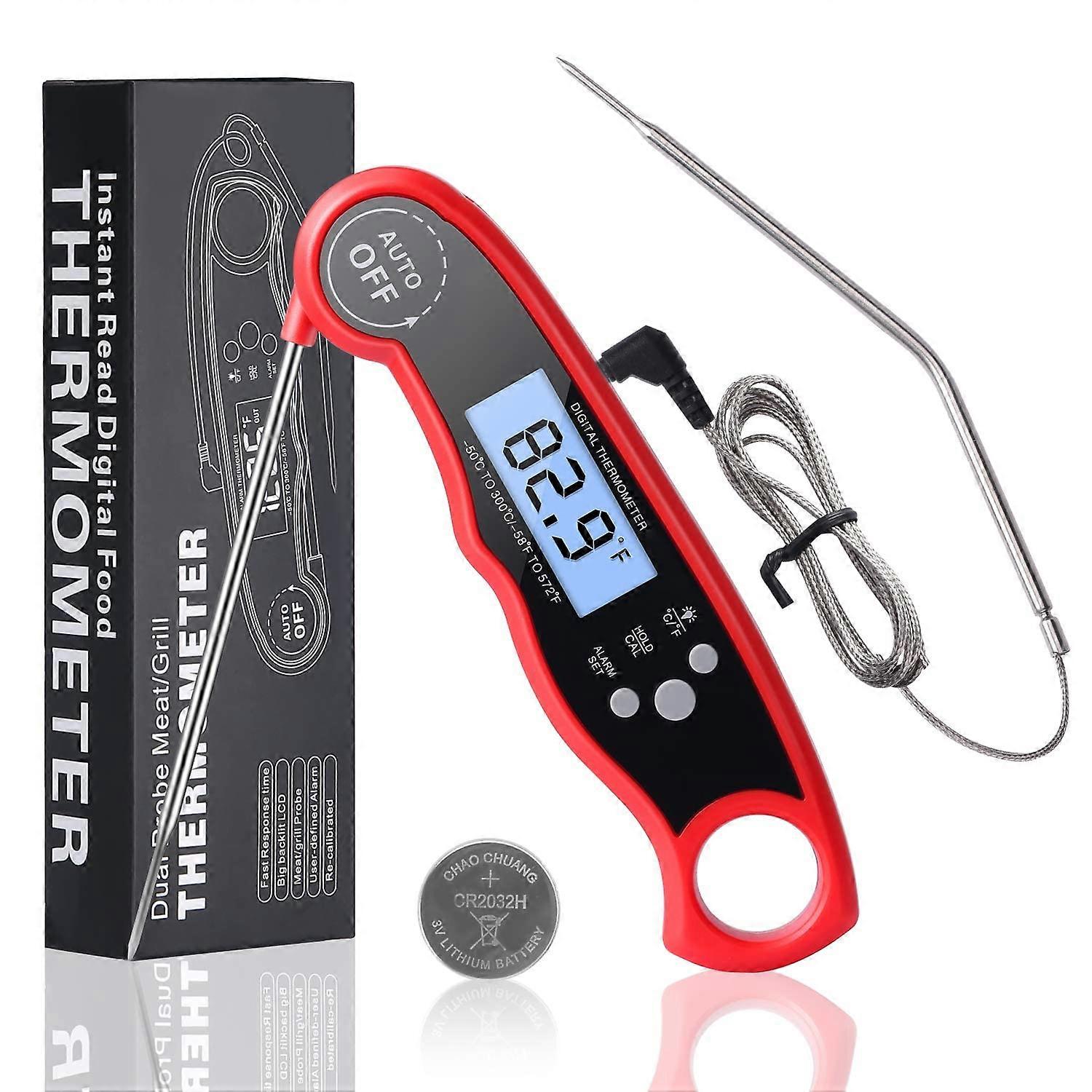 Digital Meat Thermometer with Dual Probes, Instant Read Oven Safe Cooking for BBQ Grill Frying