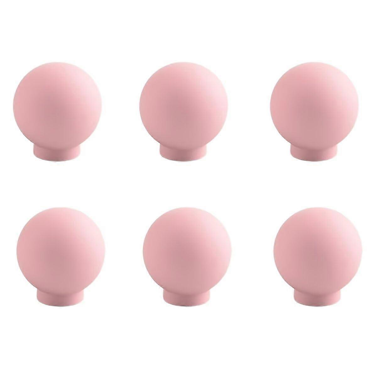6Pcs 24mm Pink Cabinet Pull Handles Ball Shape Drawer Knobs with Screws for Dresser and Cupboard