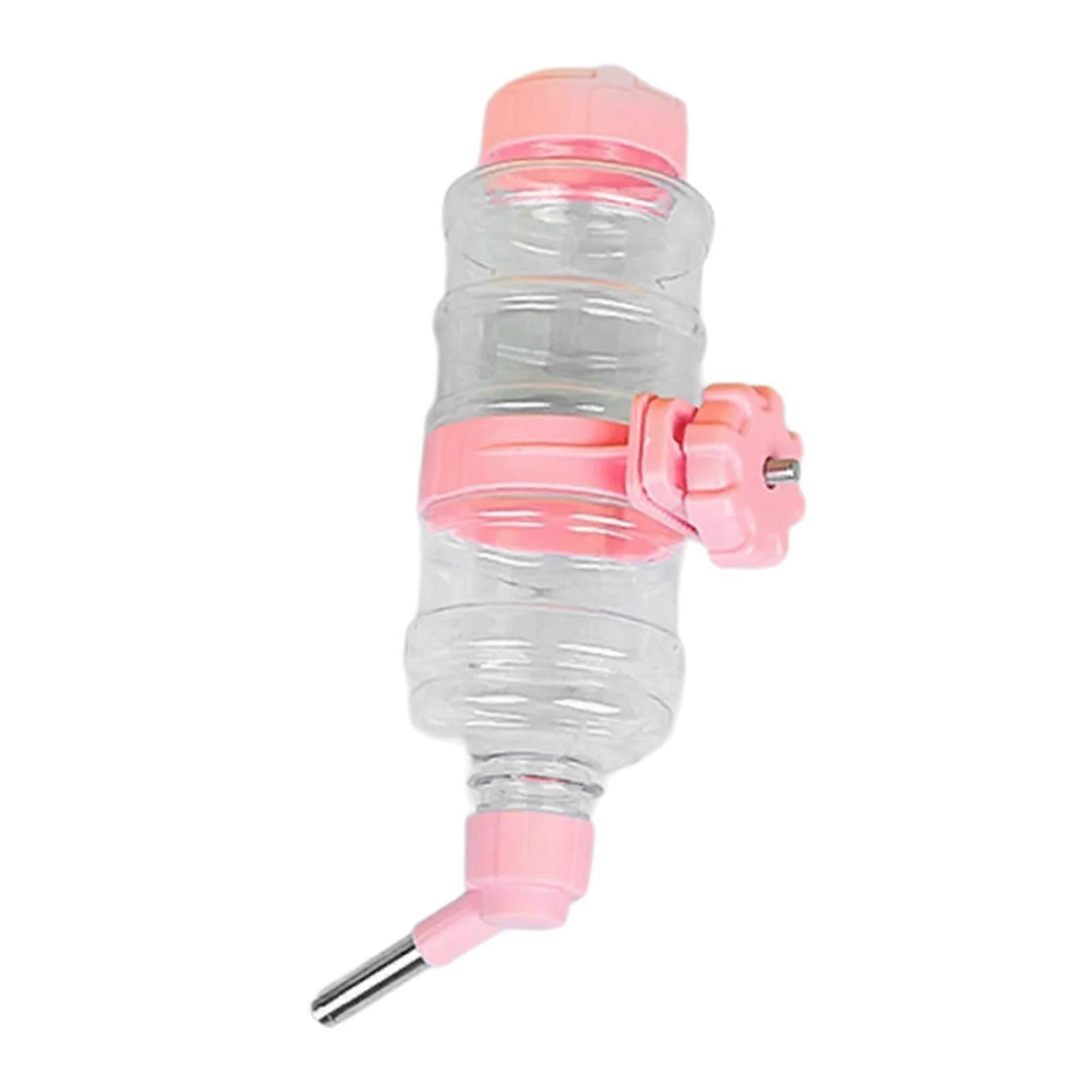 Space Saving Hanging Water Feeder For Small Animals Automatic Cage Drinker With Large Capacity  Pink.