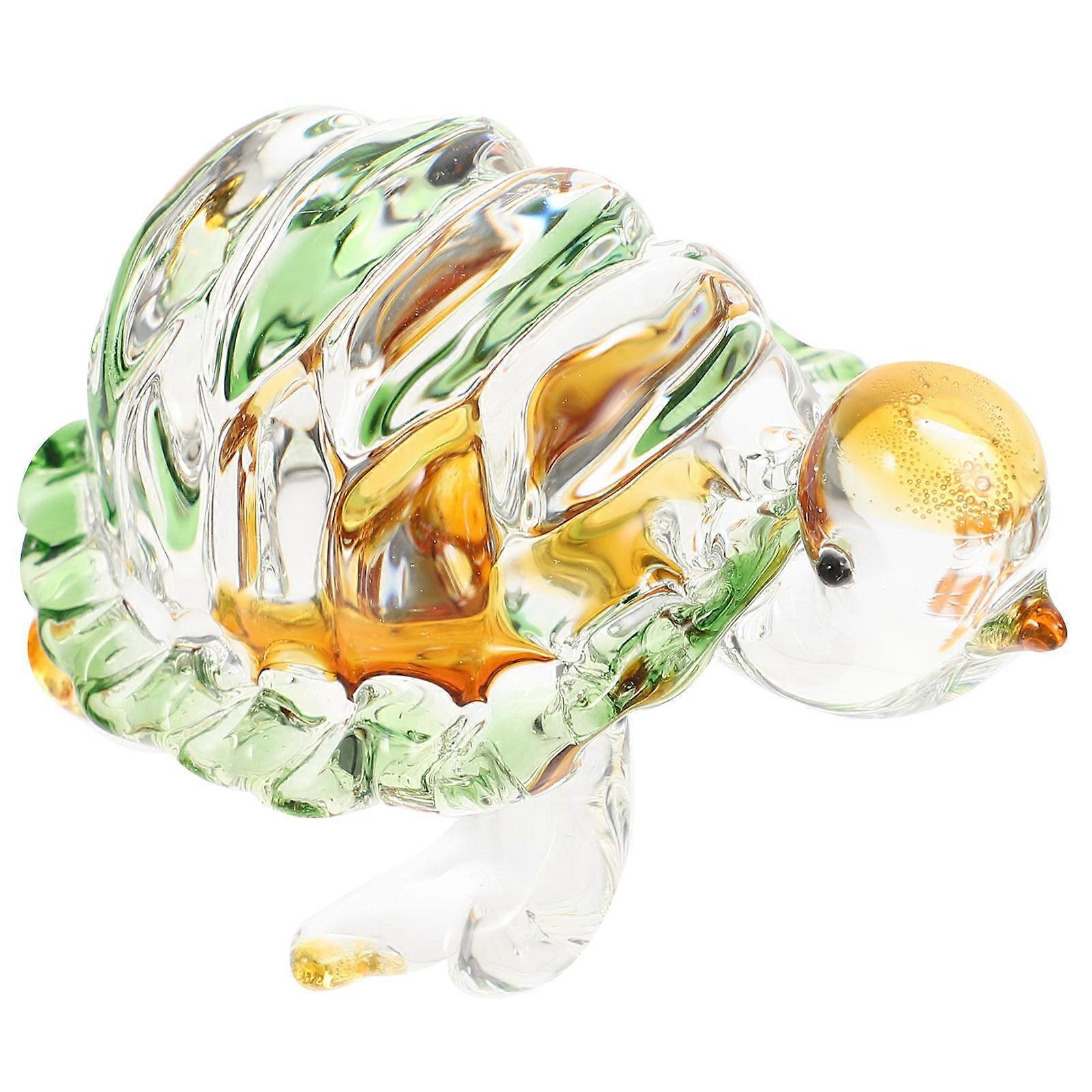 Creative Glass Turtle Decor Tabletop Scene Layout For Indoor Space Green Color 1Set
