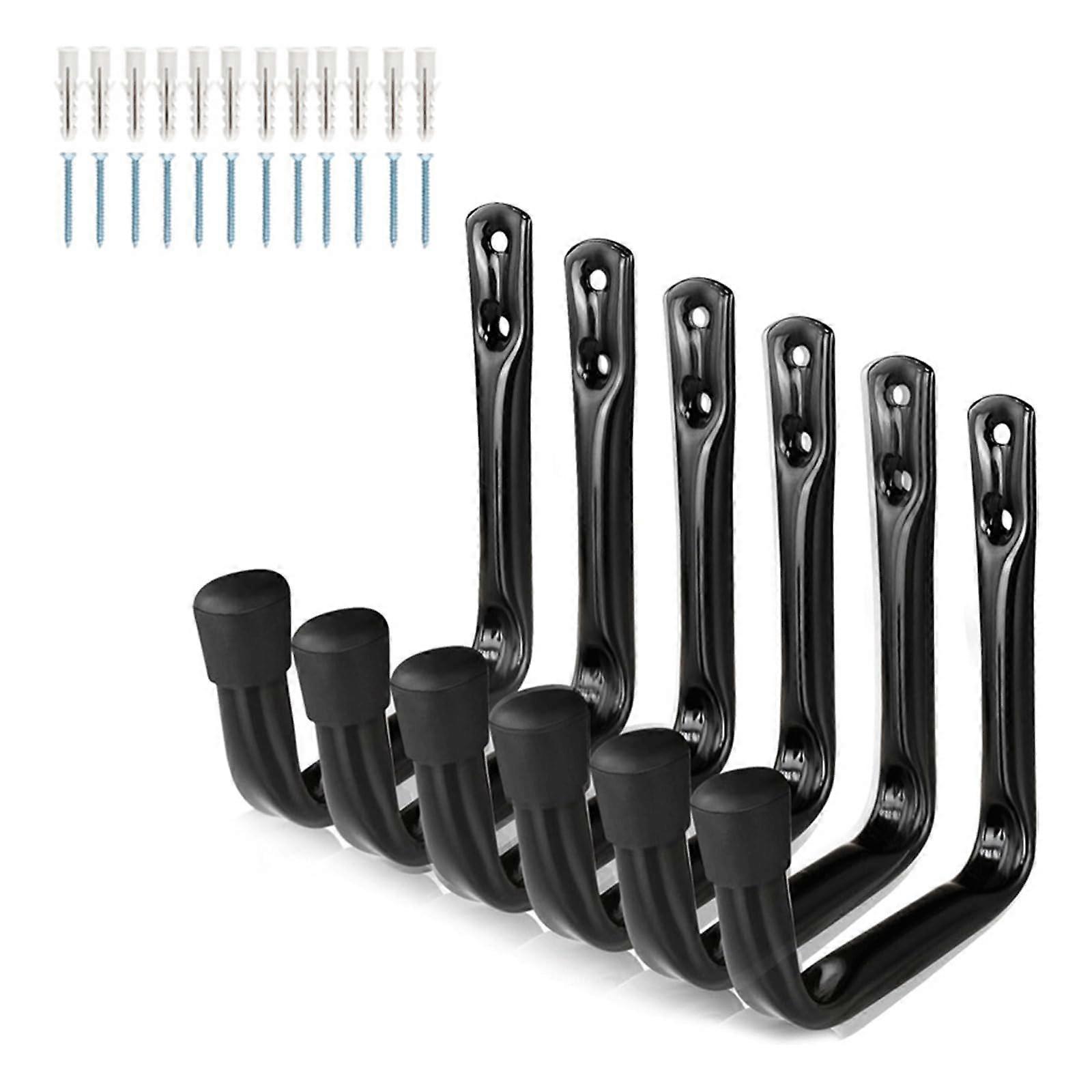 6 Pack Wall Mounted Bike Hooks with RustResistant Coating for SpaceSaving Garage Storage