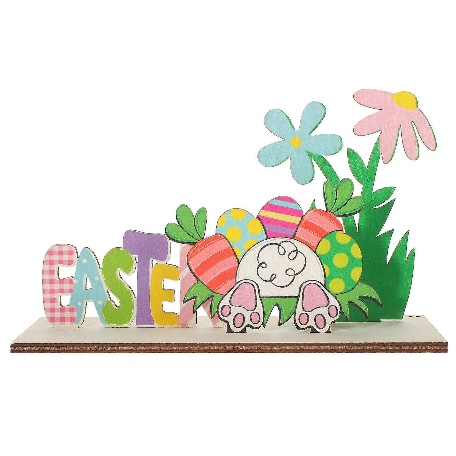 Easter Table Sign 4 Sets Rectangular Spring Style Home Decor Multi Decorative For Tea Party And Festive Design