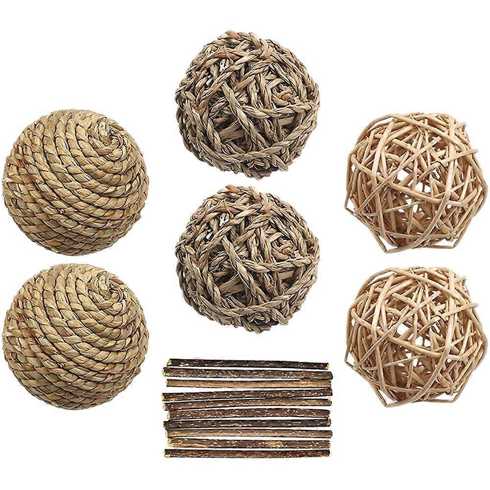 Pet Chewing Toy Rabbit Molar Balls for Hamster Cage 7Pcs