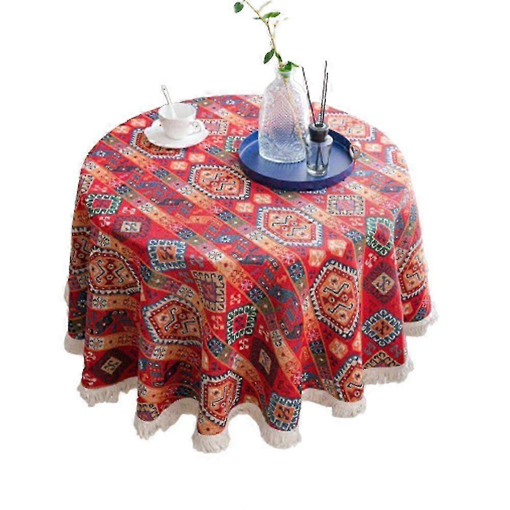 Round Tablecloths Linen Cotton Lace Tablecloth Multipurpose 150 cm