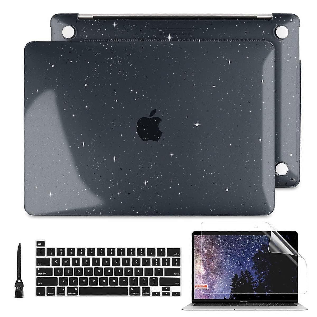 Case Glitter Hard Shell with Keyboard Cover Screen Protector for MacBook Pro 13 M2/M1 2022 Black