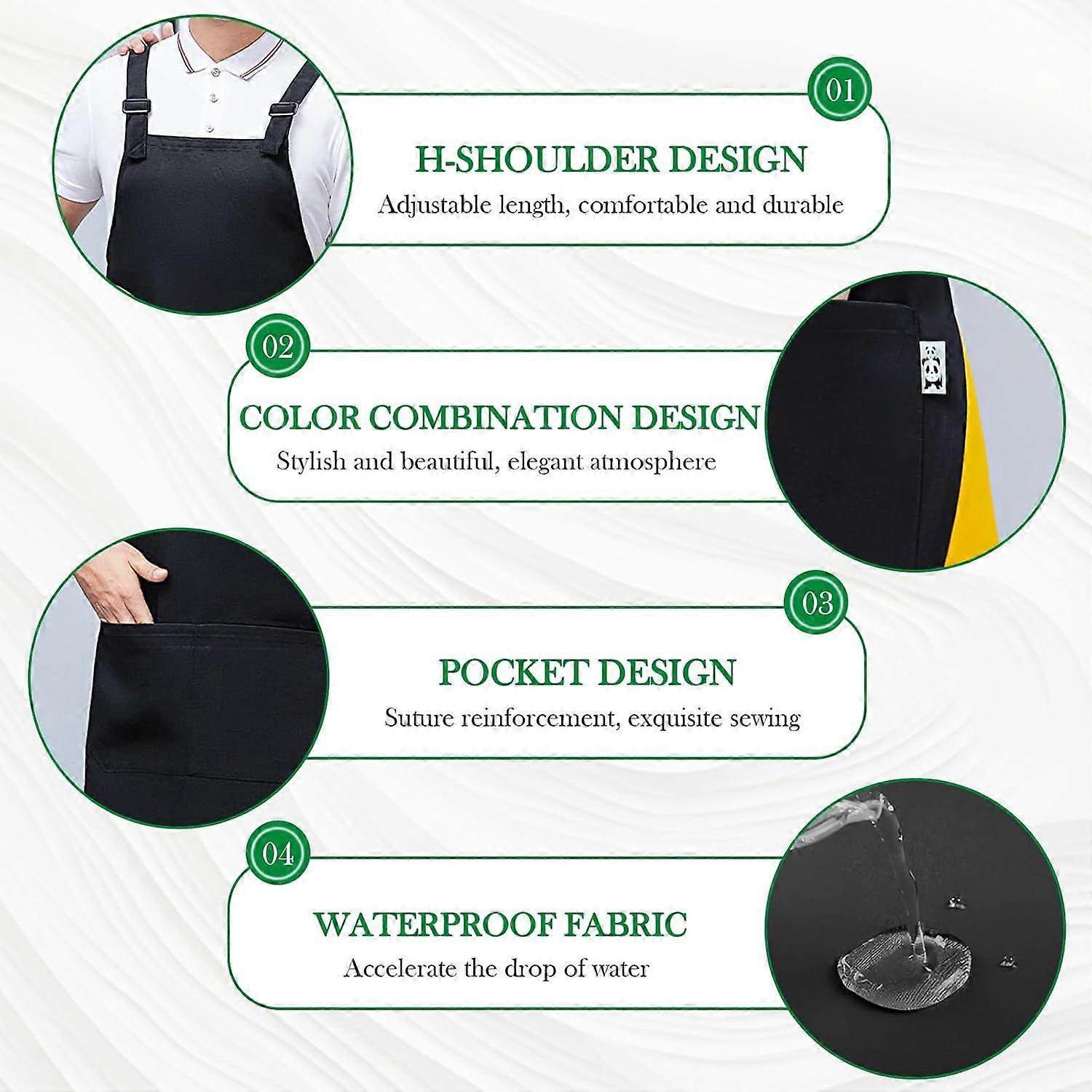 Waterproof Chef Apron with Adjustable Neck Strap and Large Pockets for Kitchen Baking BBQ Brown