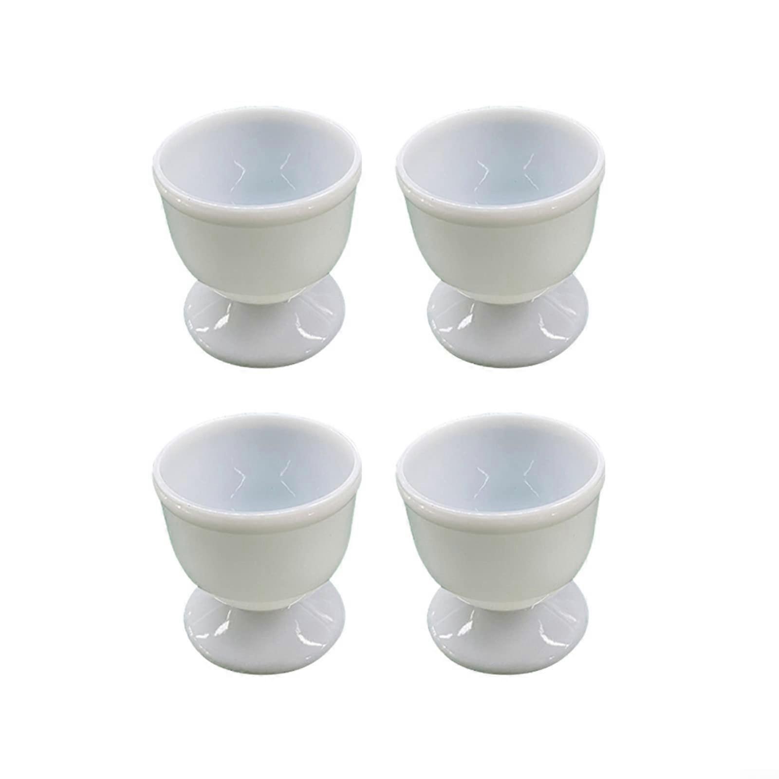 Ceramic Egg Cups Set of 4 for Breakfast Soft Boiled Eggs, White Easy Clean Kitchen Tableware