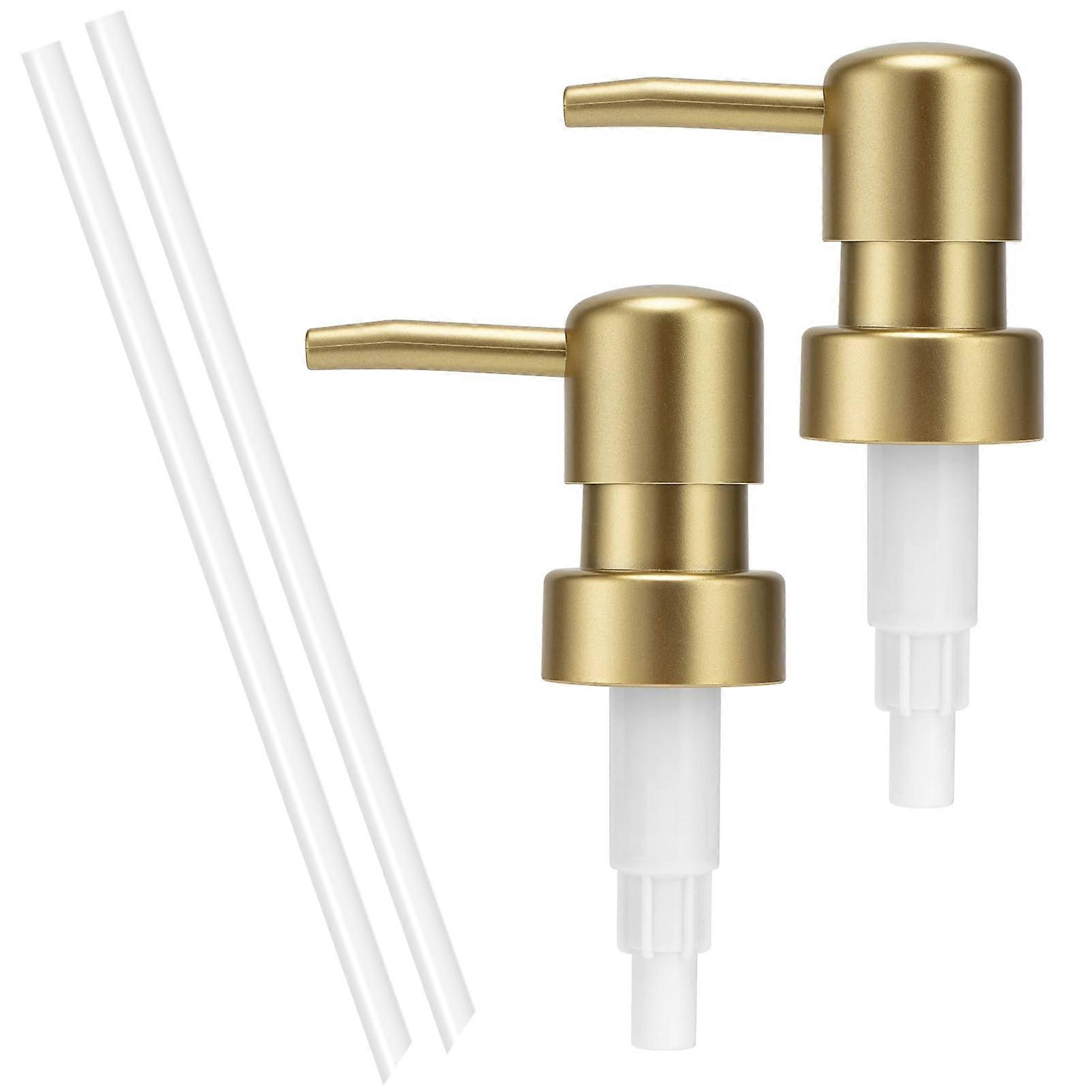 Soap Dispenser Pump Replacement 28/400 Thread Rust Proof Gold Pump Head with Adjustable Tube 2 Pack