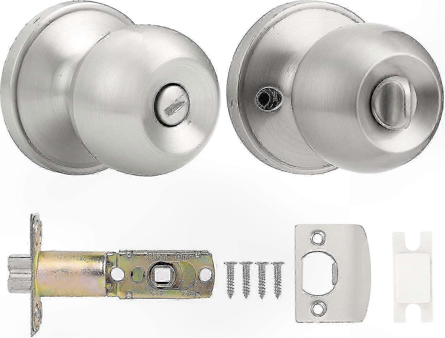 Satin El Privacy Door Knobs, Keyless Interior Round Set for Bedroom