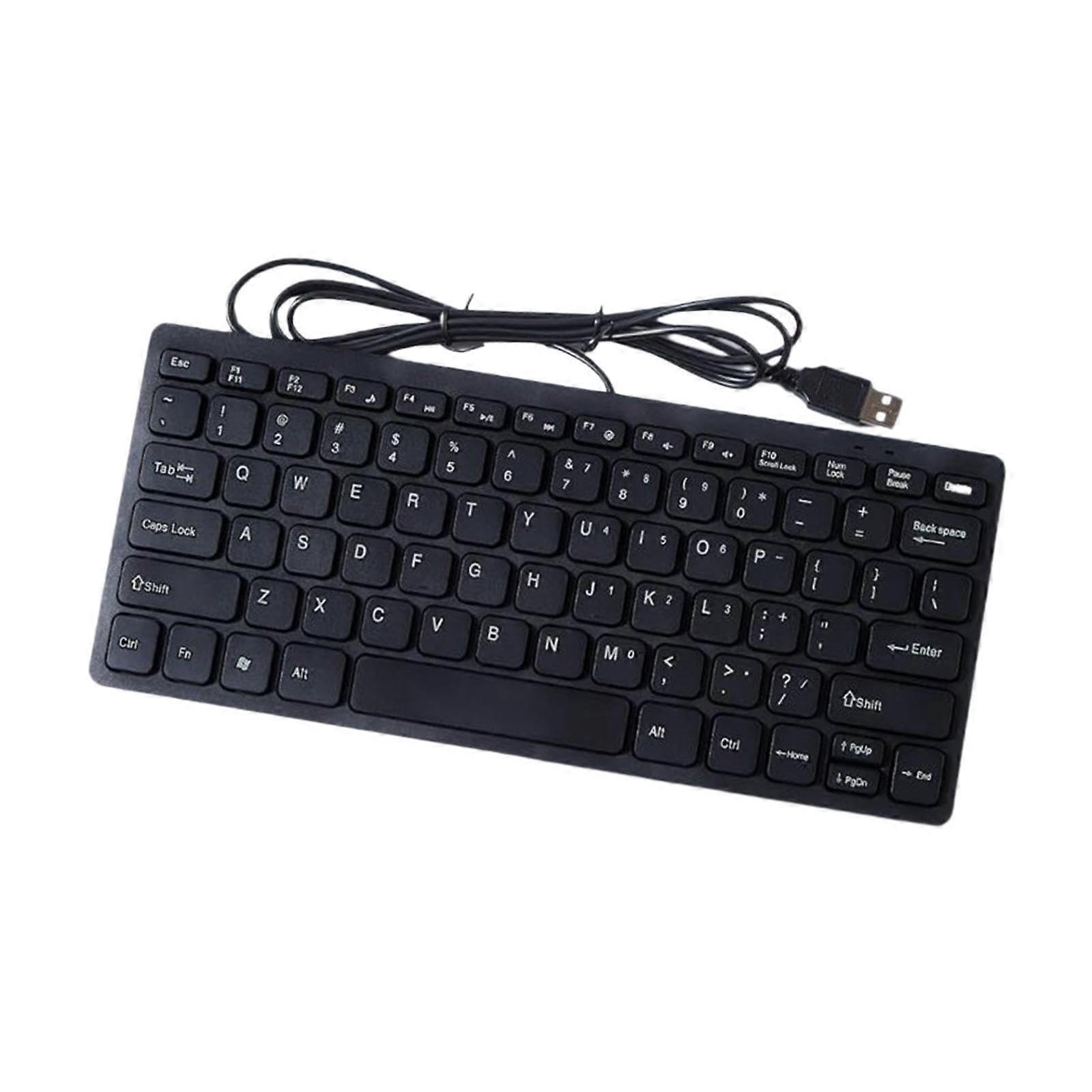 USB Wired Silent Keyboard 78Key Ergonomic Tilted Design for Laptop and PC, Black