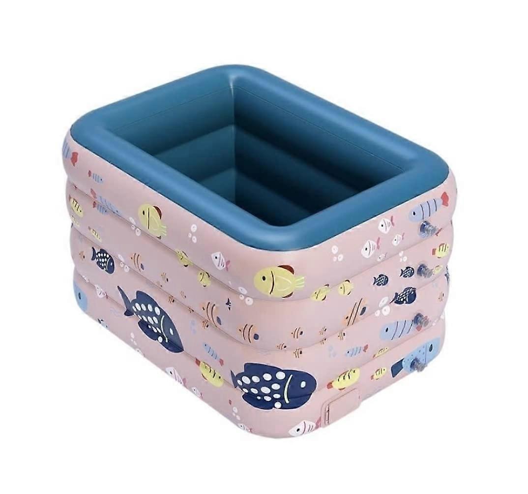 Large Pink Inflatable Pool 210x150x75cm Spacious Rectangular Family Swimming Pool for Backyard