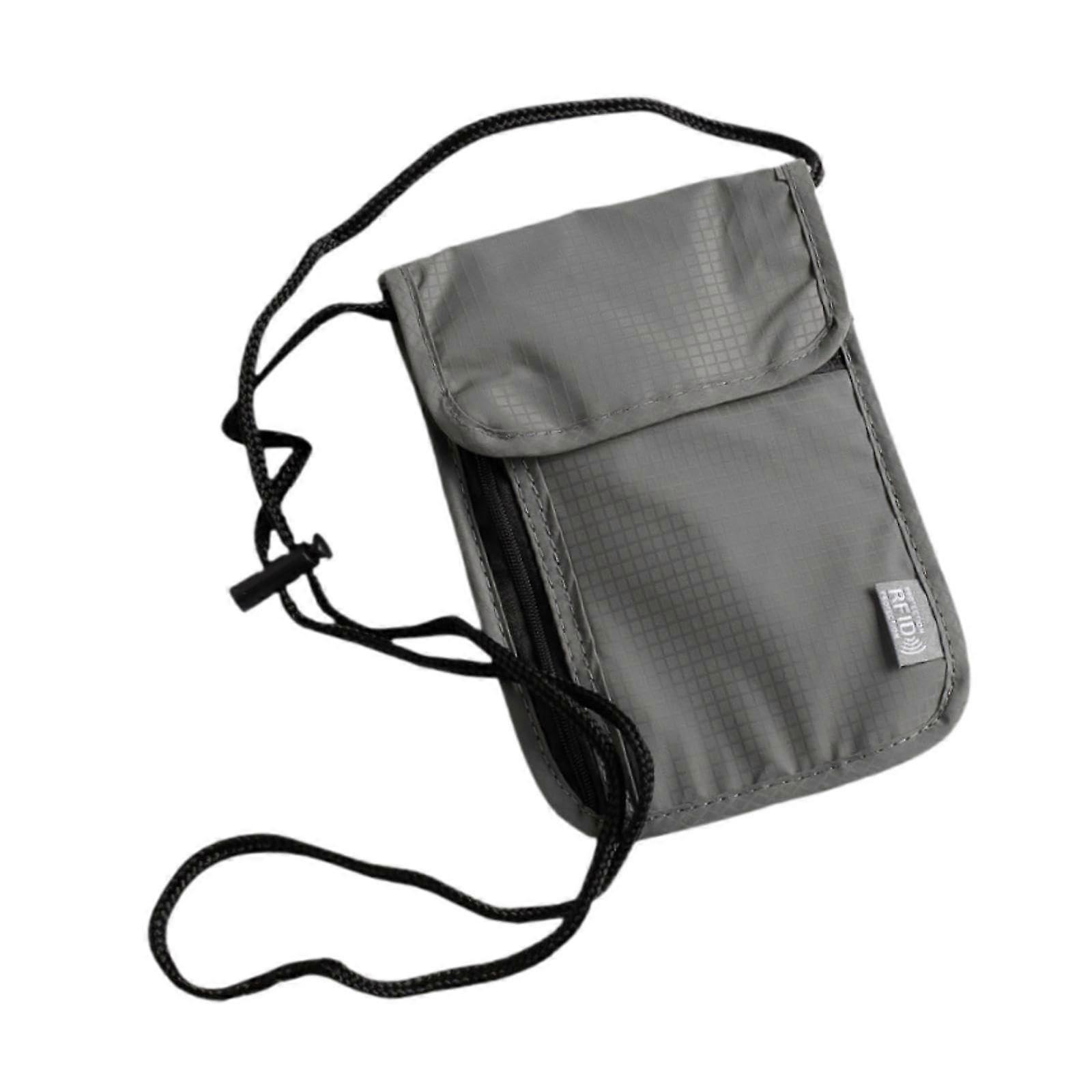 Waterproof Travel Neck Wallet and RFID Blocking Passport Holder with MultiPocket Large Capacity, Gray