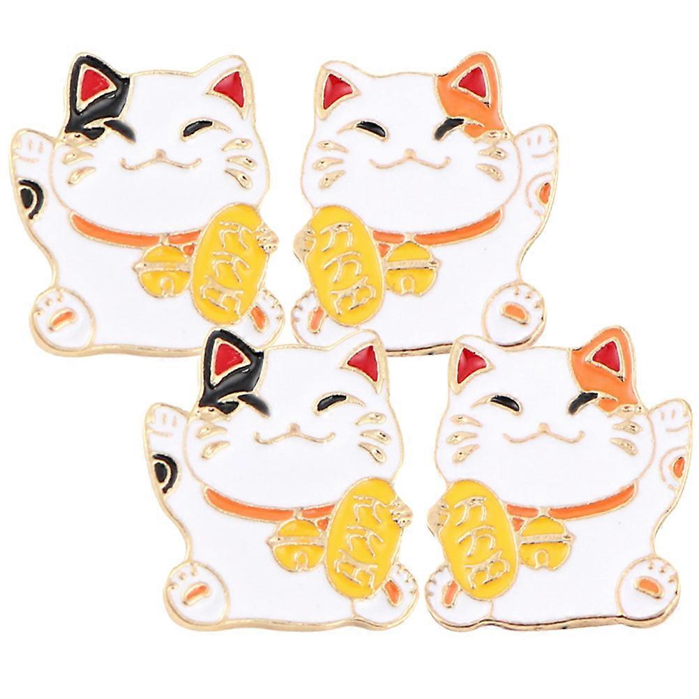 Cat Pattern Brooch Pin Metal Breastpin for Clothes 4Pcs Assorted