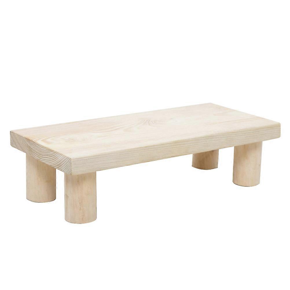 Solid Wood Small Stool Rectangular Design Comfortable Furniture For Home Use Beige Color 1Pack