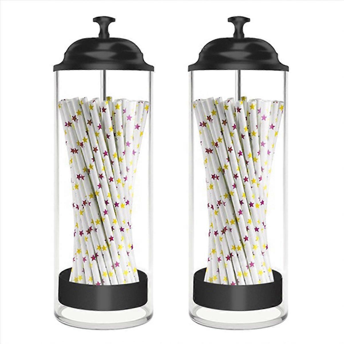 Straw Holder,2 Pack Straws Dispenser for Standard Size Drinking Straw, Acrylic Plastic Drinking Stra