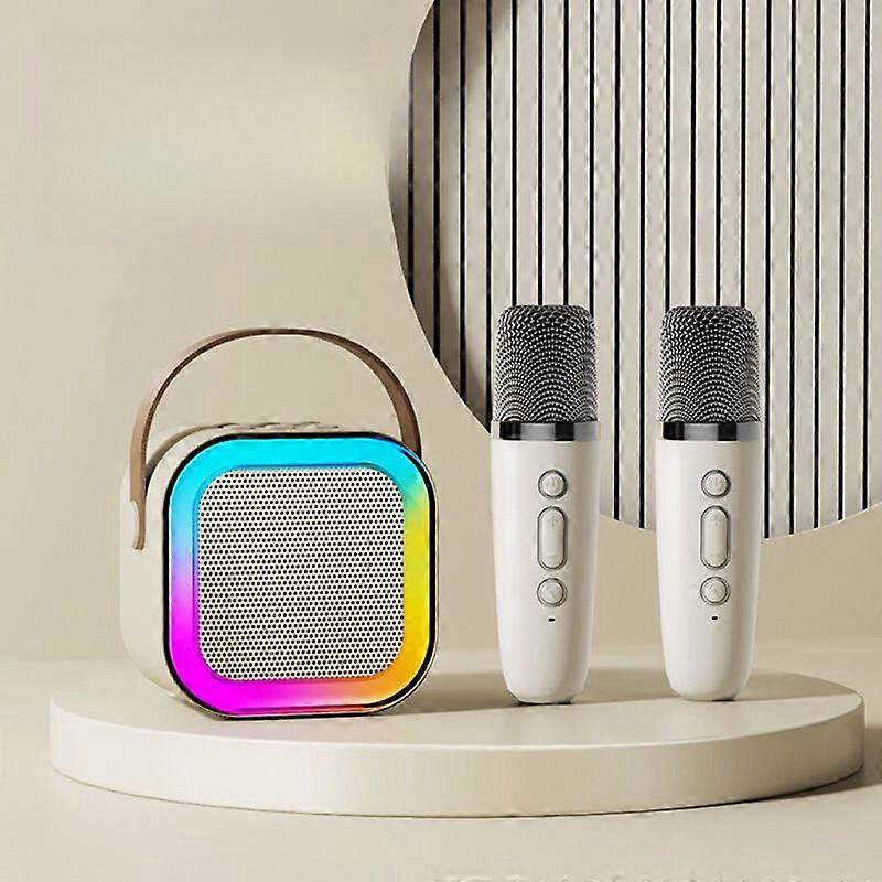 Portable LED Karaoke Machine + 2 Wireless Microphone Mini Bluetooth Speaker Gift