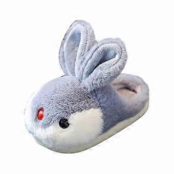 AWZXDE Warme Kinderhausschuhe mit Cartoon-Hasenmotiv, bequeme Winterhausschuhe für Mädchen und Jungen, ohne Design, ohne Muster