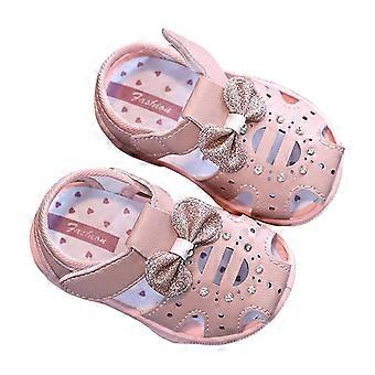 Quietschsandalen für Kleinkinder, geschlossene Zehen, rutschfeste Premium-Gummisohle, Lauflernschuhe, rosa, 2-3 Jahre