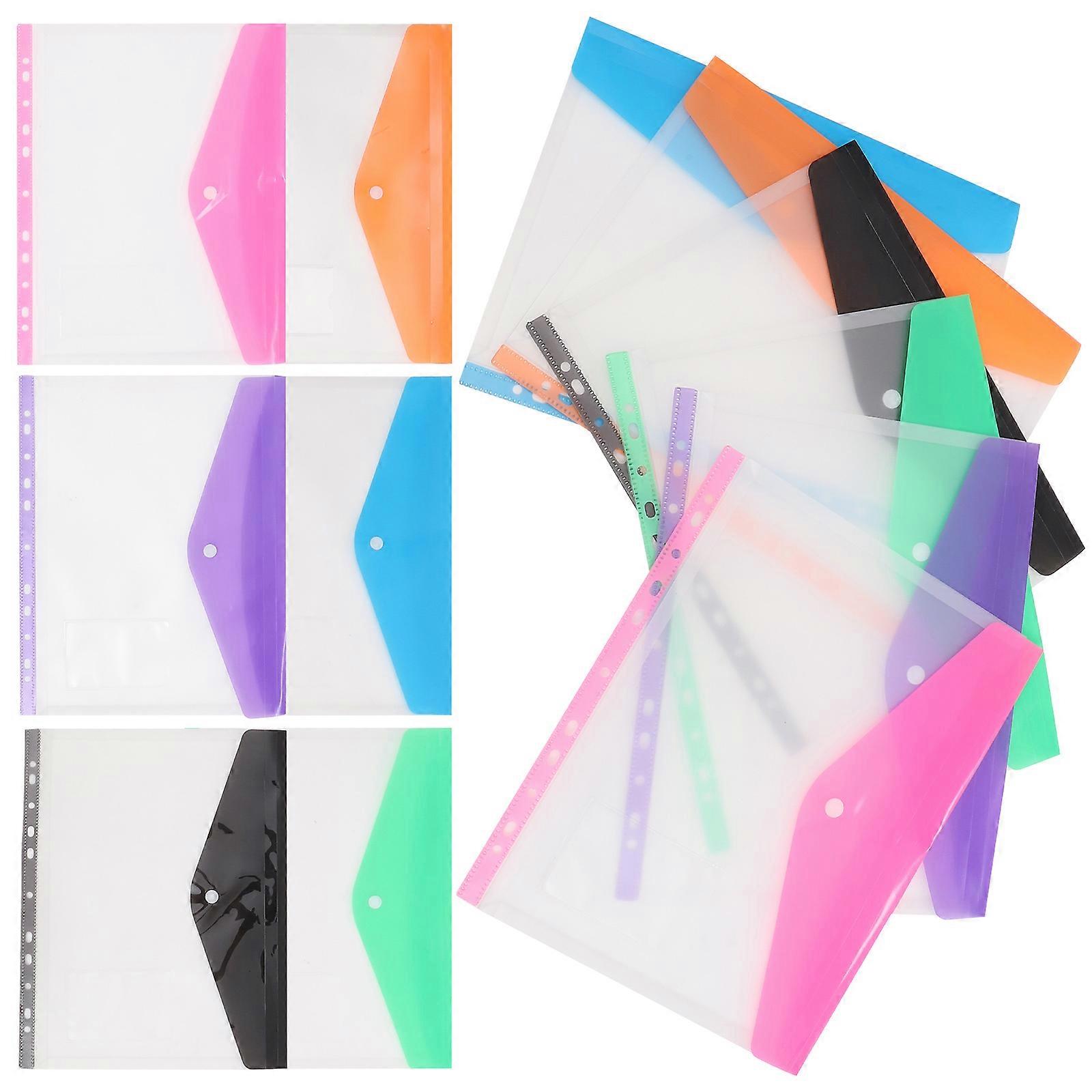 Plastic File Folder Bags for Storage Use 12Pcs Document Binder Pockets