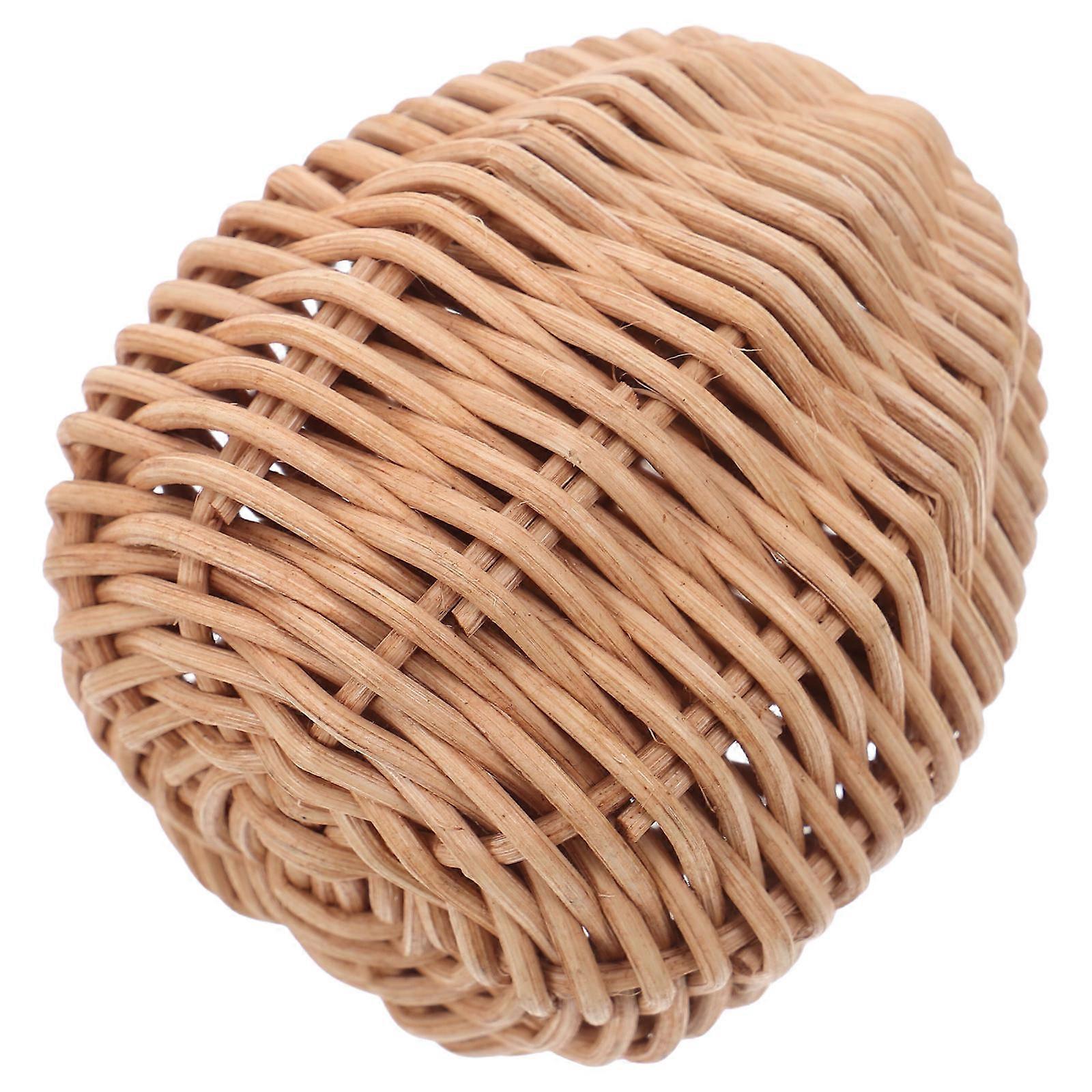 Light Brown Rustic Rattan Egg Sculptures for Easter Party Decor 5Pcs Set