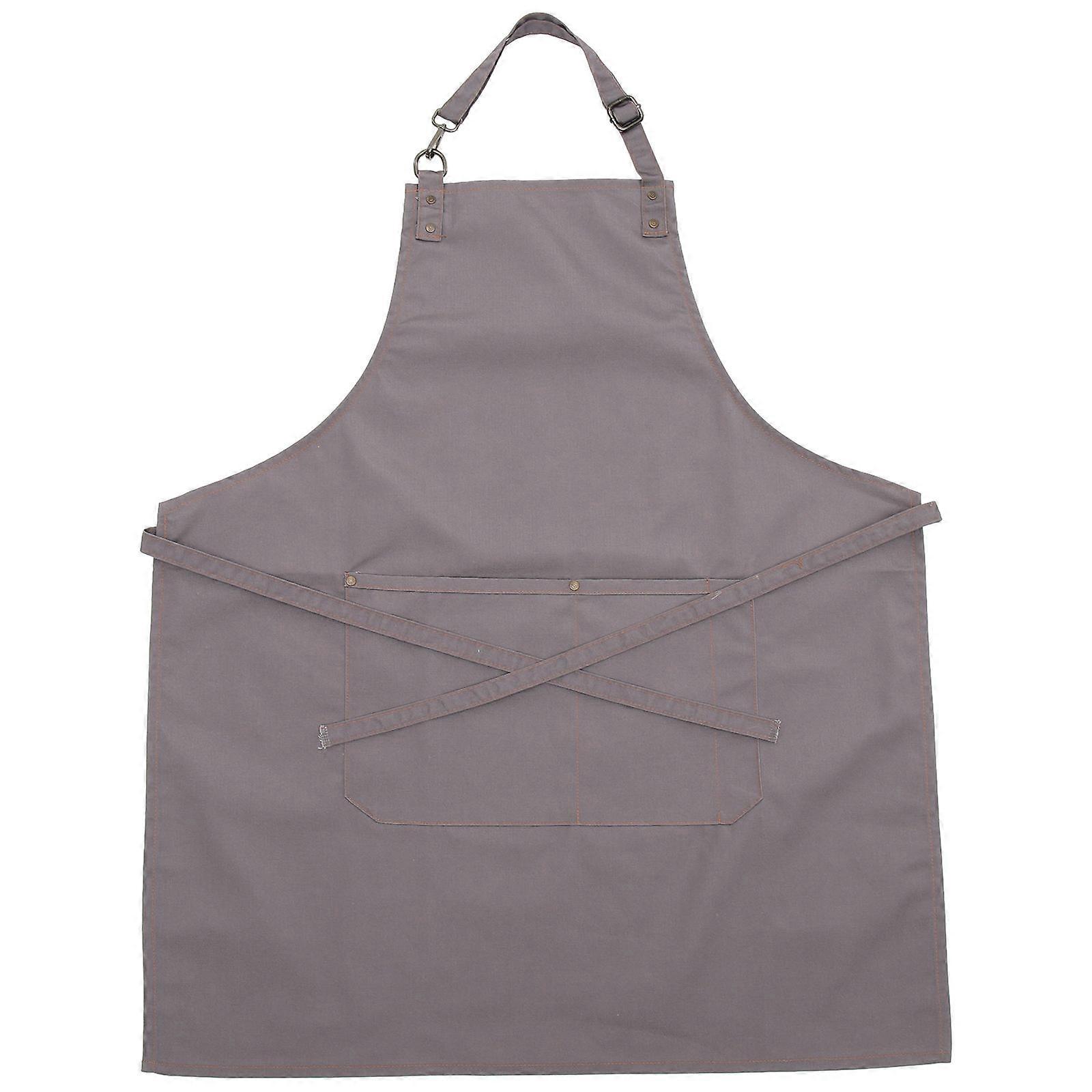Cafe Shop Apron Multi-Purpose Apron for Kitchen Grey Canvas
