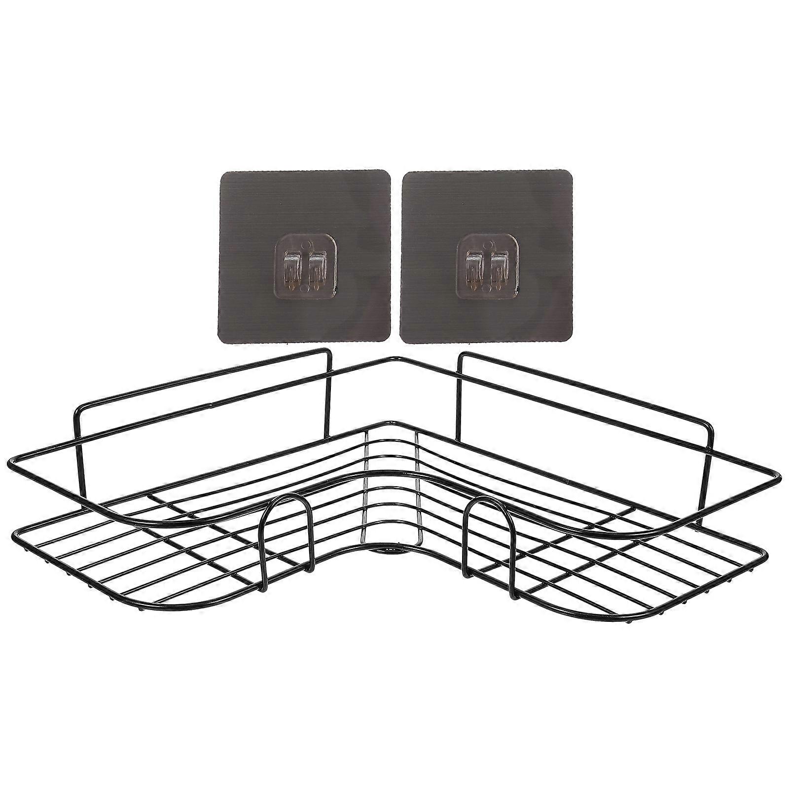 Black Triangular Storage Shelf Wall Mounted Metal Rack for Storage Use