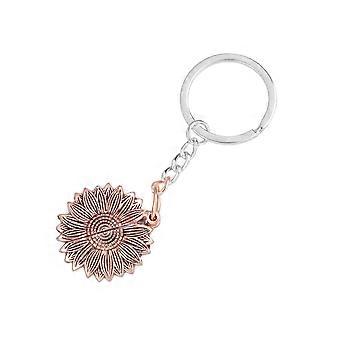 Key Pendant for Decor Featuring Sunflower Shape 2Pcs Rose Gold Color