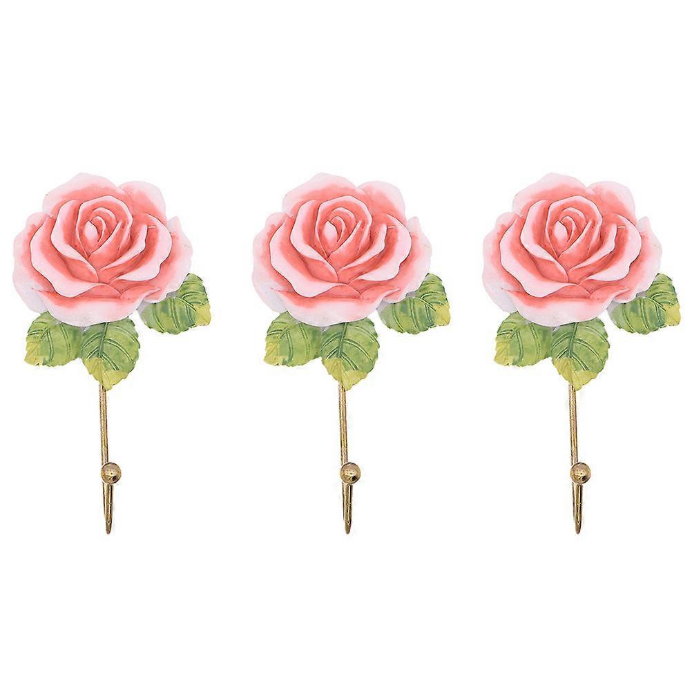 Multi-Functional Hook Rose Shape Resin Hooks for Use 3Pcs Assorted Colors