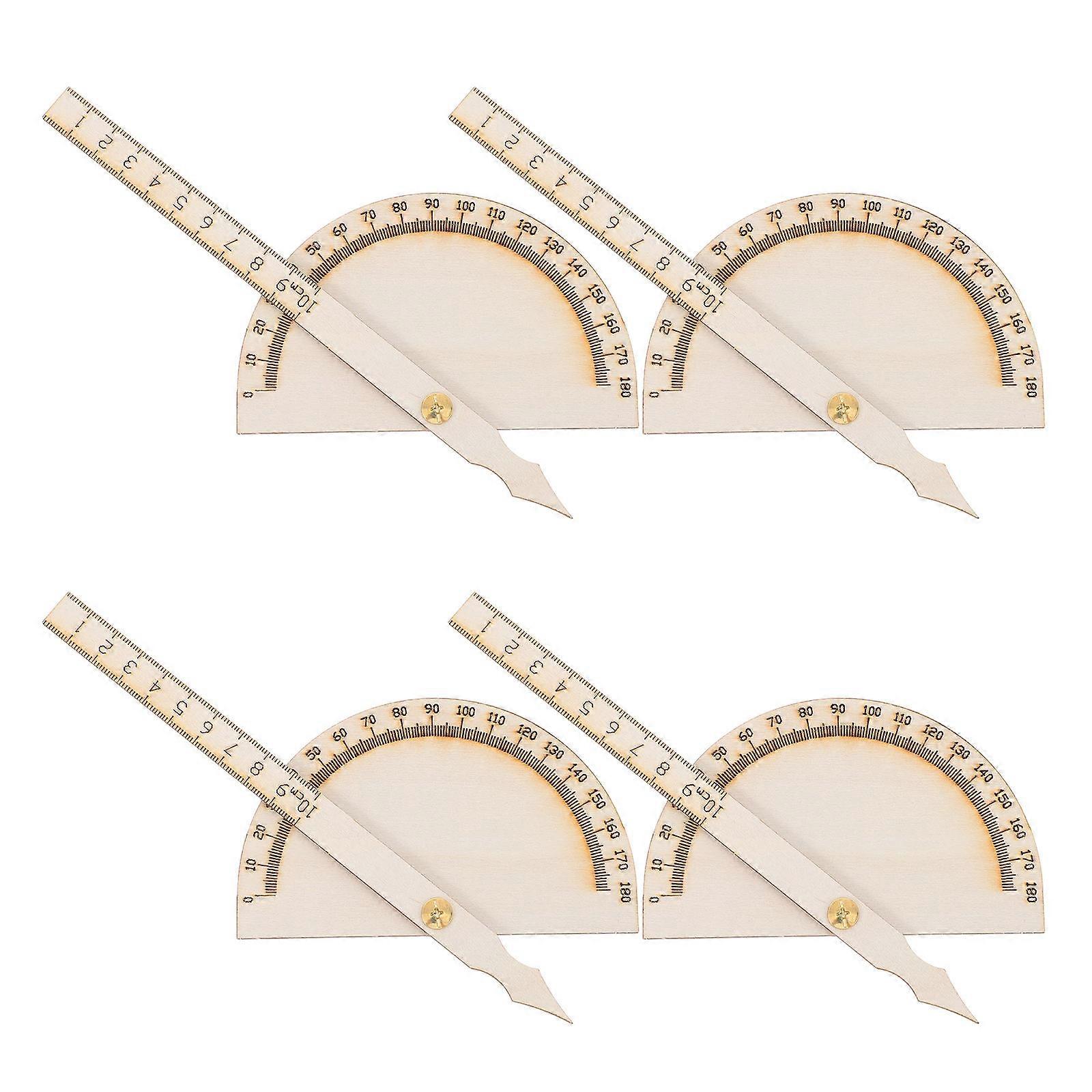 Technology Making Tools Wooden Protractor for Teaching Use 4Pcs Set
