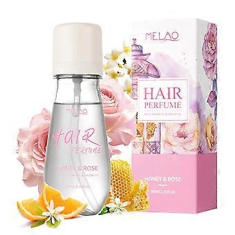 Perfume para el cabello, perfume de miel y rosa con aceite de jojoba y aceite de argán para cabello seco y dañado, nutre el cabello y le da brillo, reduce las puntas abiertas y combate el frizz.