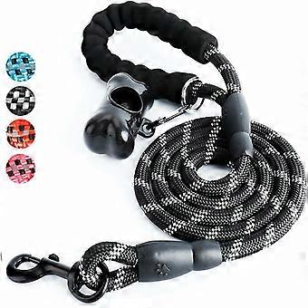 Dog leash, rope dog leash with padded handle, high reflective yarn, garbage bag and dog dispenser, 6mm thick*1.5m long, [MI]