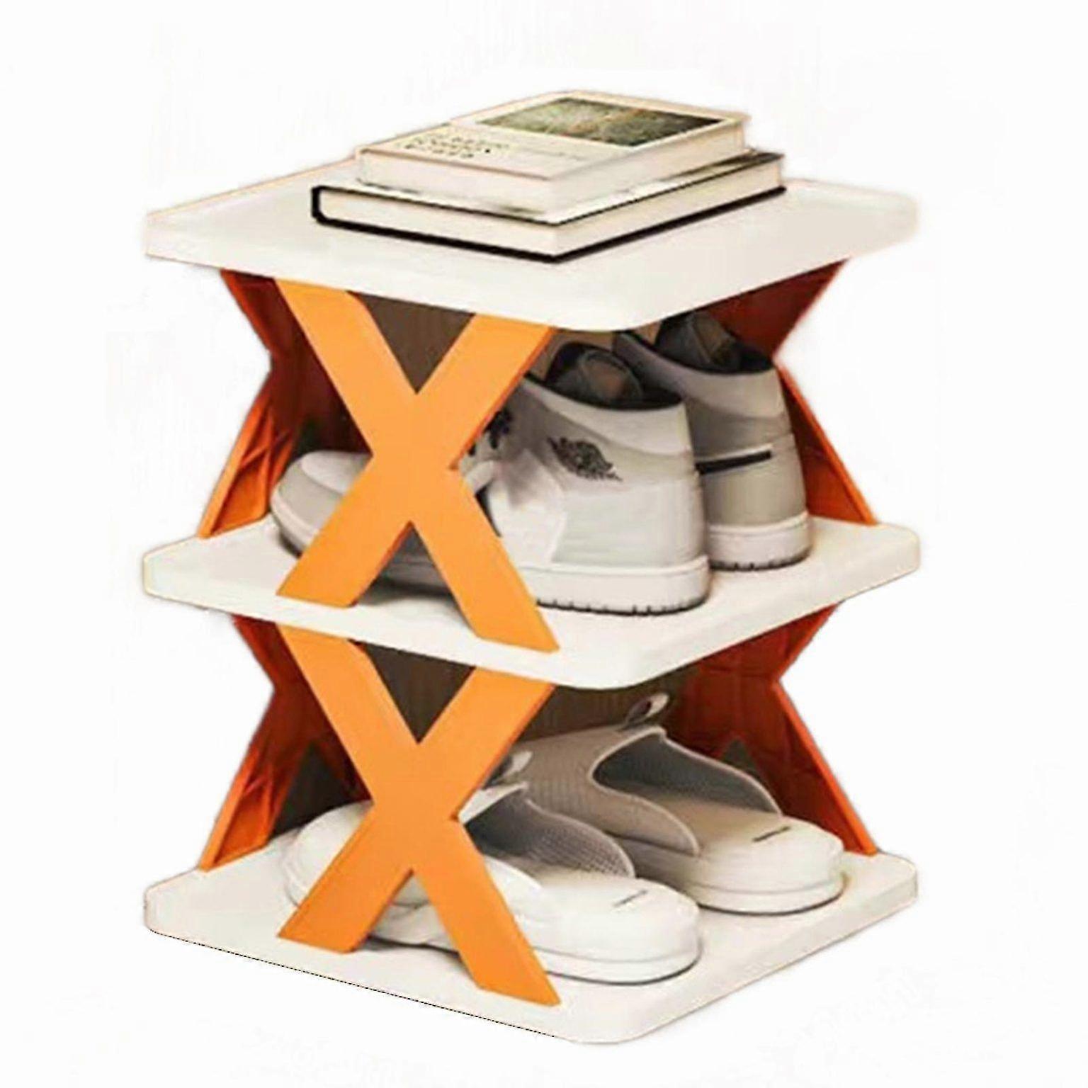 Versatile Plastic Foldable Shoe Rack - Stackable, DIY, Multi-Tier Organizer for Shoes & More - Easy Assembly & Space-Saving