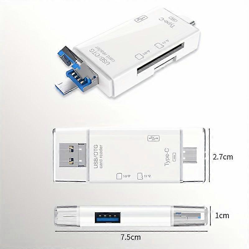 USB C/Micro/USB SD Memory Card Reader, Borlter Clamp SD/TF Card Reader MicroUSB OTG Adapter/reader Compatible With PC, Laptop, MacBook, Computer Table