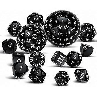 15 Piece Polyhedral Dice Set, D3 through D100, for Tabletop Role Playing Games