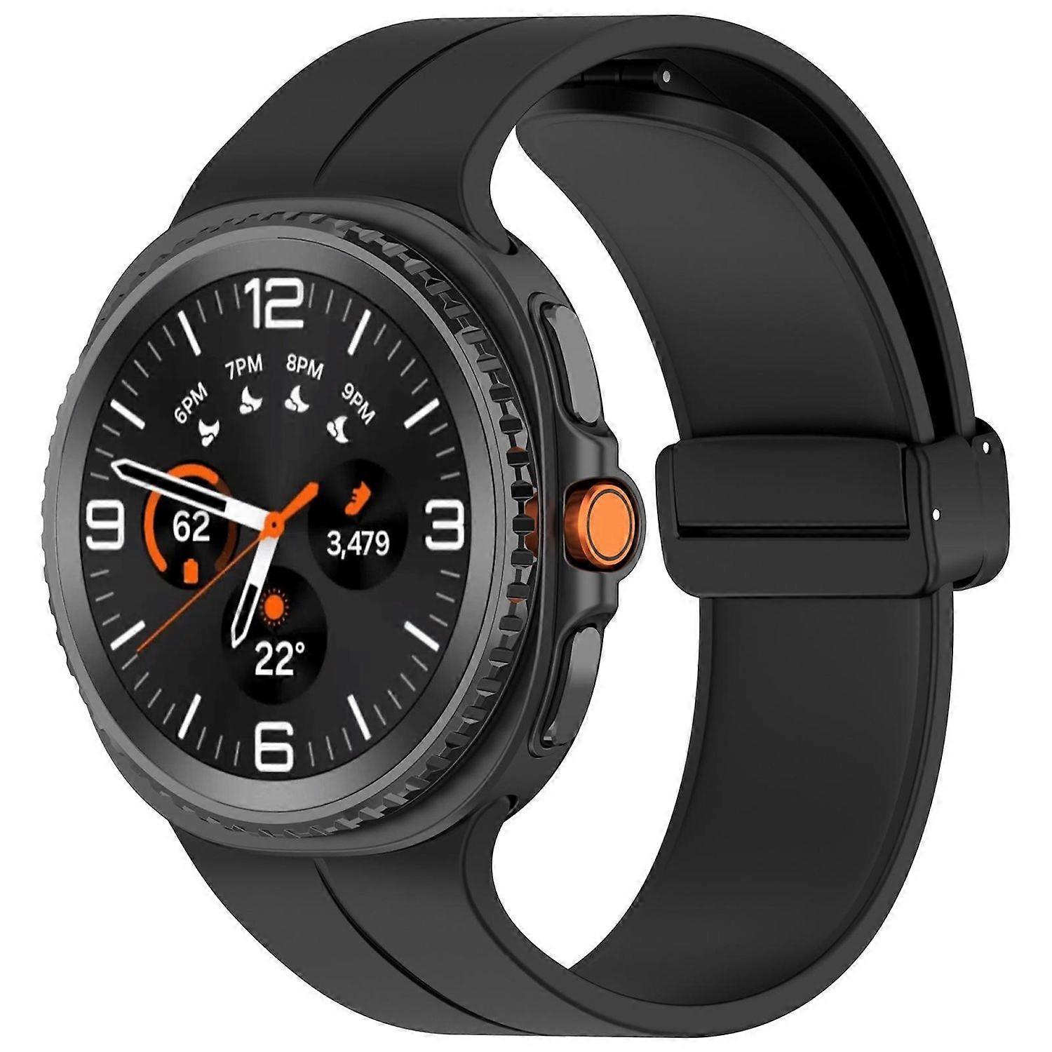 Silicone strap with magnetic folding clasp for Samsung Galaxy Watch 8 / 8 Classic, black
