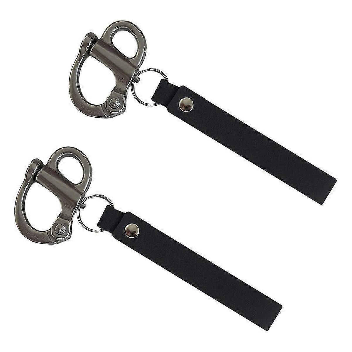 2pack Mask Quick Release Shackle with Leather Handle compatible with Firefighter, 316 Stainless Steel Fixed Snap Shackle Lanyard