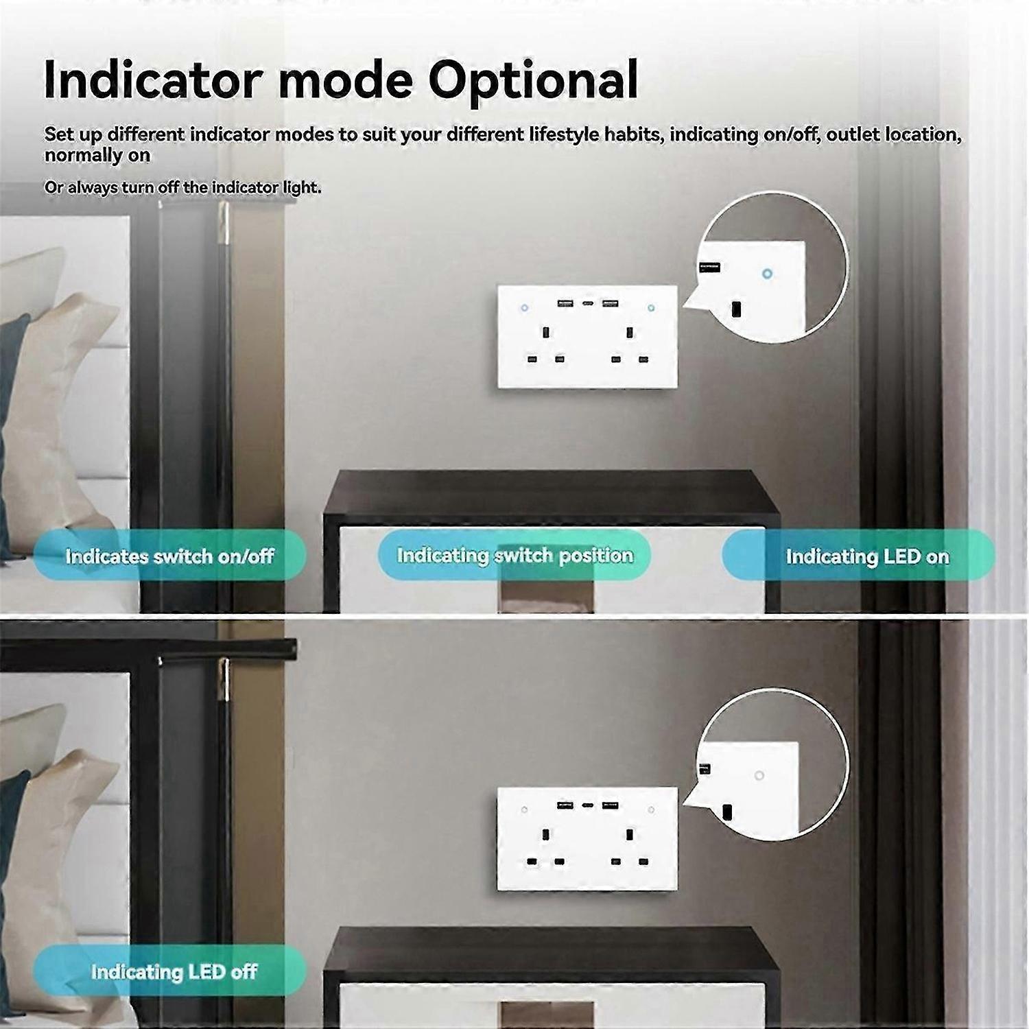 Tuya Smart Wall Socket UK Outlet 13A Touch Switch for Alexa