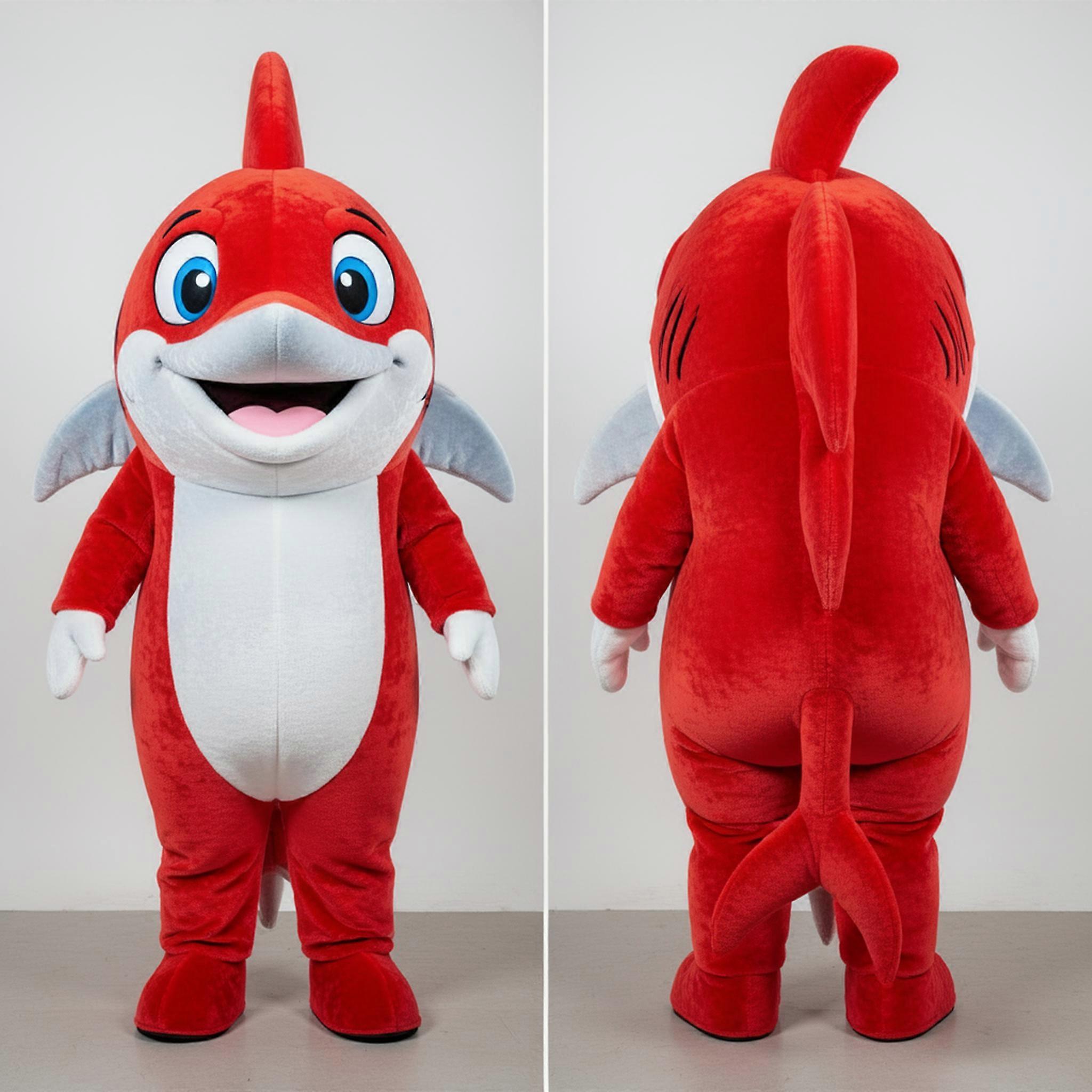 MASTICOT Crimson Cartoon Swordfish Mascot