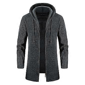 Herfst heren halflange plus fluwelen dikke effen kleur capuchon losse gebreide trui