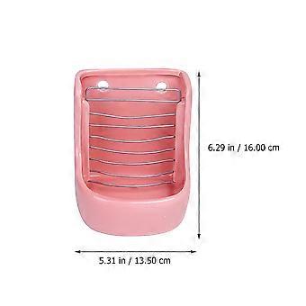 Pink Ceramic Food Bowl for Dragon Cat Rabbit Grass Rack 1Pcs