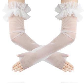 Elbow Length Sheer Arm Sleeves for Bride Special Occasion Seethrough Fingerless Gloves Breathable Armwear for Wedding