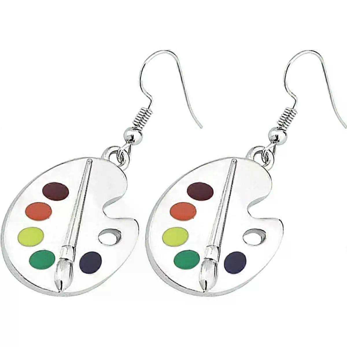 Paint Tray Drop Earrings Accessory 1 Pair Alloy Silver Statement