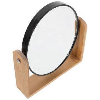 Khaki Bamboo 3x Rotating Vanity Mirror