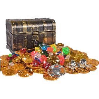 Pirate Treasure Toy Chest with Gold Coins, Pirate Treasure Chest