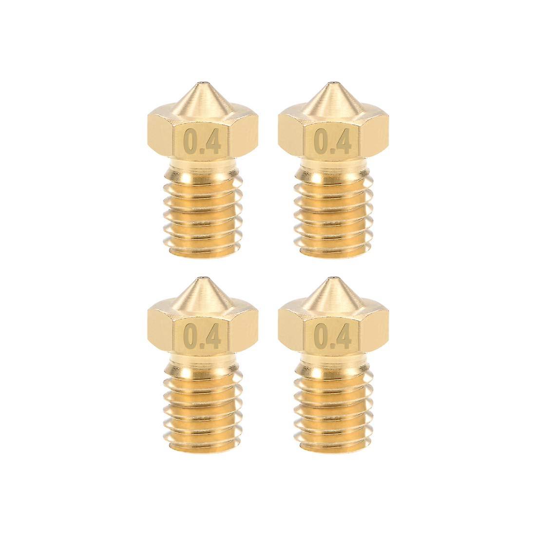 4pcs 0.4mm 3d Printer Nozzle Head M6 Thread Replacement For V5 V6 3mm Extruder Printbrass