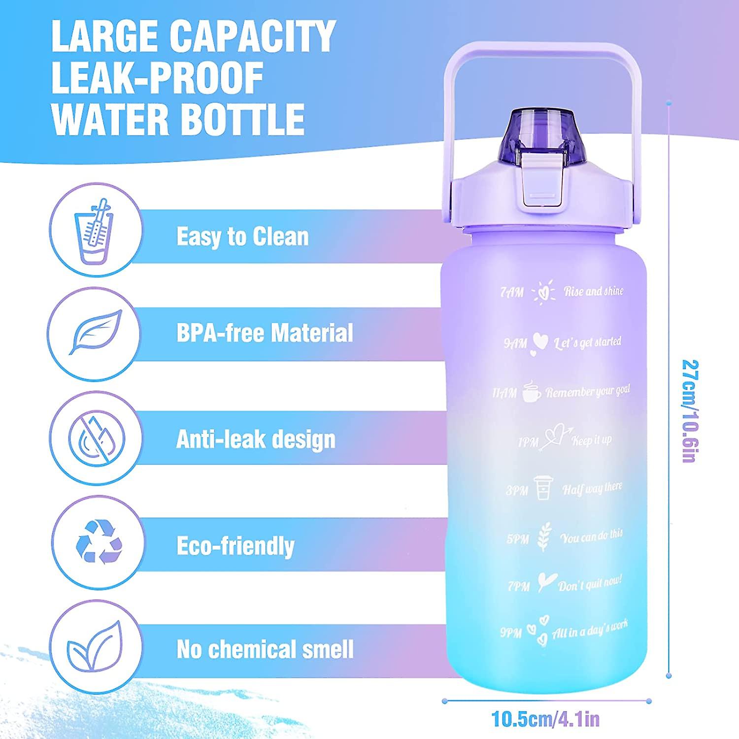 Wolepaz Sports Water Bottle – 1–2 Litre Motivational With Time Markings & Straw