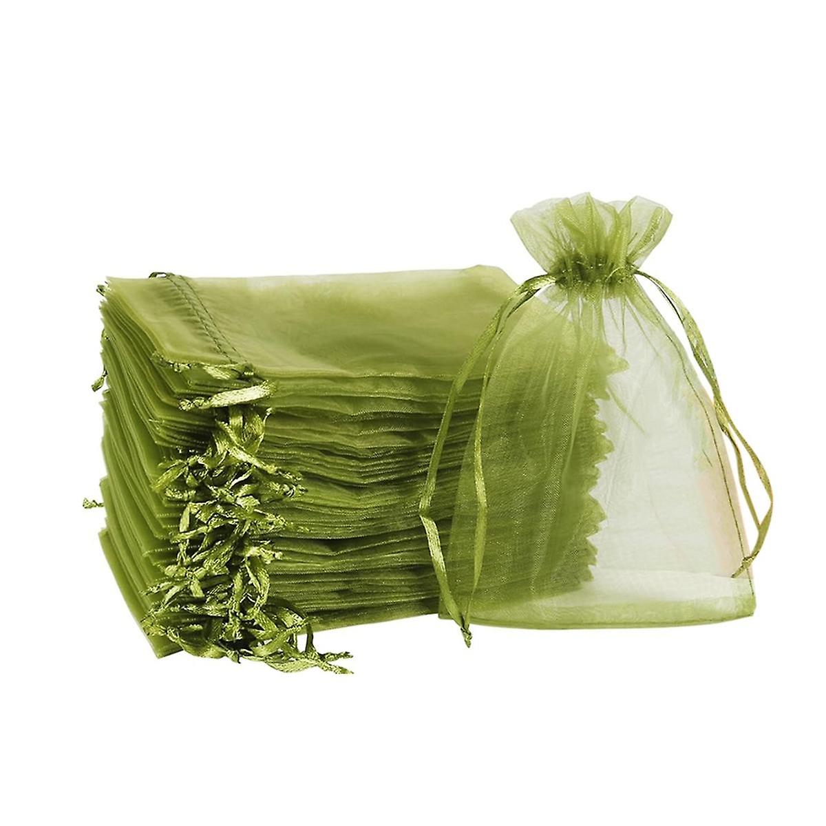100Pcs Fruit Protection Bags (4X6 Inches) Green Mesh Lid Bag Drawstring Mesh for Fruit Protection V
