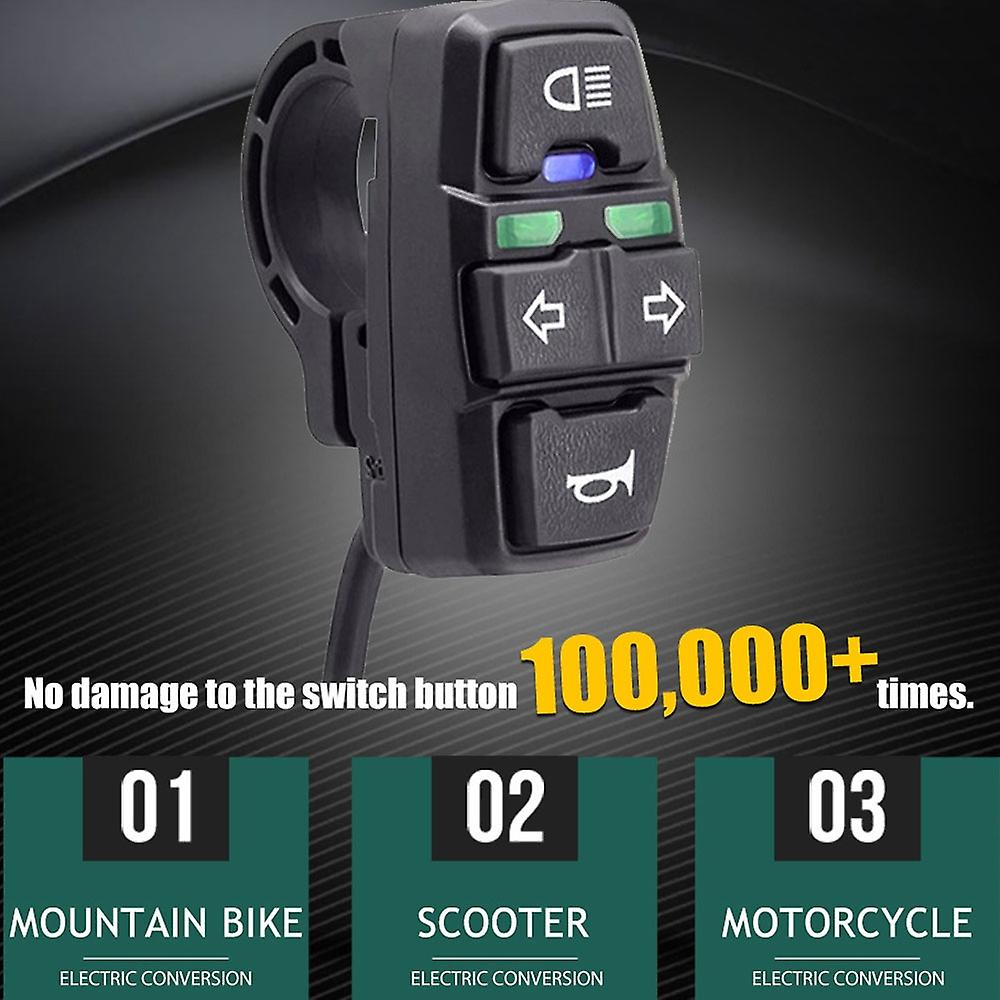 3 in 1 Electric Bike Scooter Switch Headlight Turn Signal Horn Switch ...
