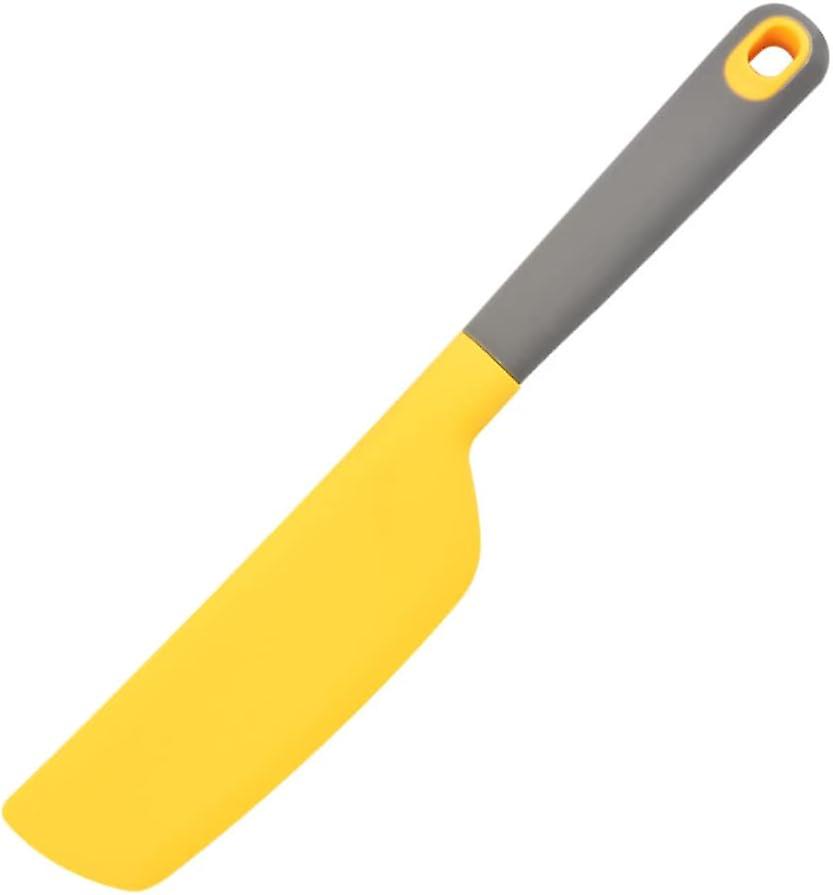 Silicone spatula, one-piece bread knife, large salad mixer, baking butter spatula, butter cake spatula (yellow)